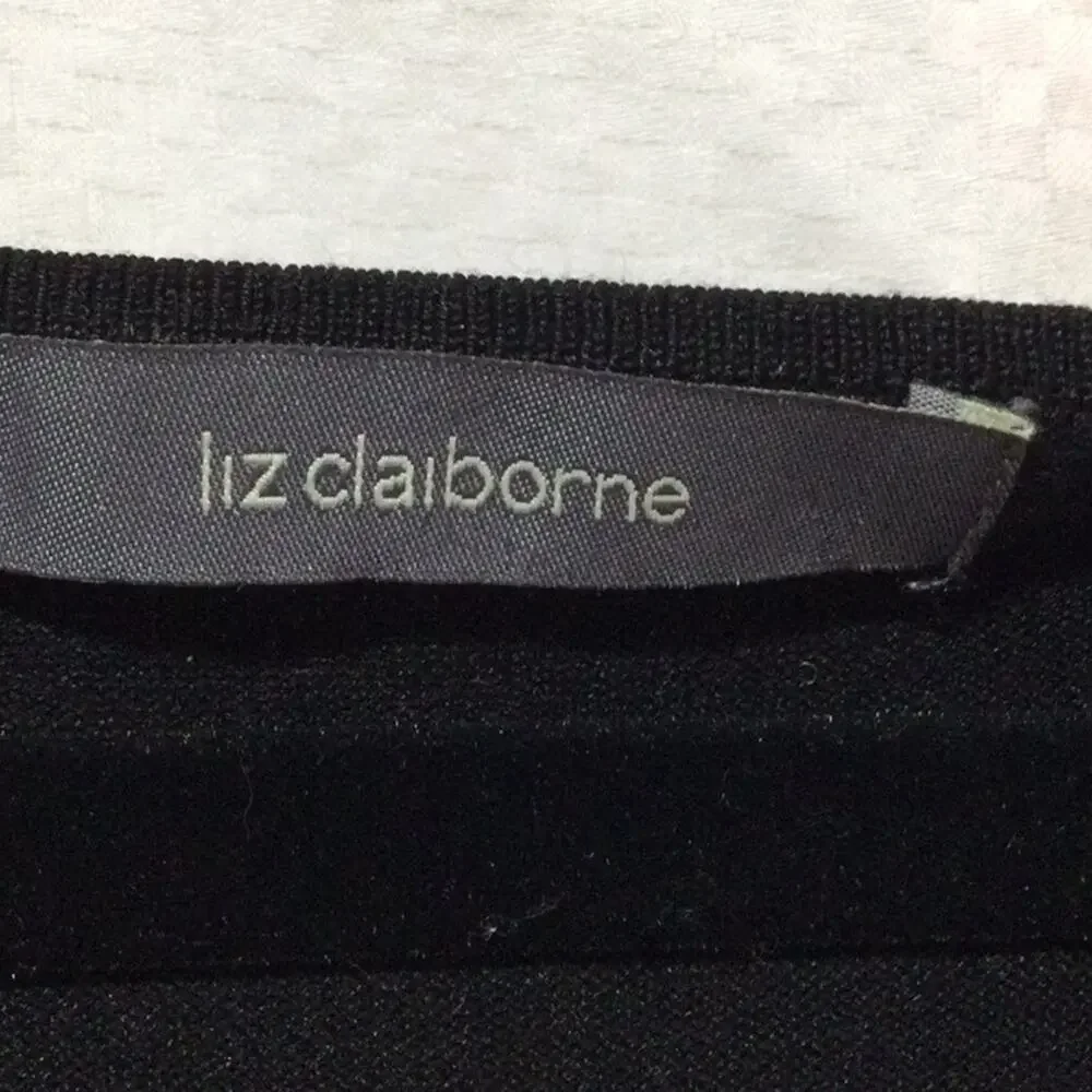 Liz Claiborne 3x black silk blend sweater knit tank front beading back plain nwt